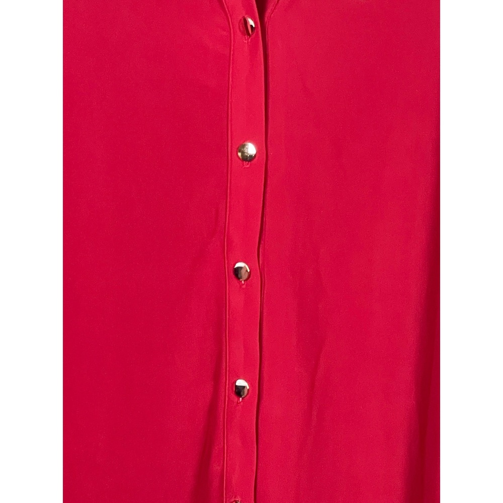 Joie de Vivre Women Red Button Front Roll Tab Sleeve Zipper Blouse XL 7134M03AV - Picture 12 of 12